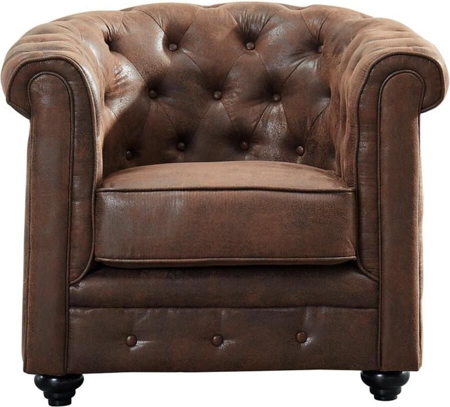 Vente-unique Fauteuil CHESTERFIELD van microvezel met vintage look L 82 cm x H 72 cm x D 78 cm
