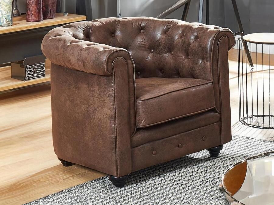 Vente-unique Fauteuil CHESTERFIELD van microvezel met vintage look L 82 cm x H 72 cm x D 78 cm - Foto 2