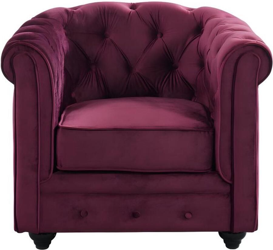 Vente-unique Fauteuil CHESTERFIELD velours paars L 85 cm x H 72 cm x D 78 cm