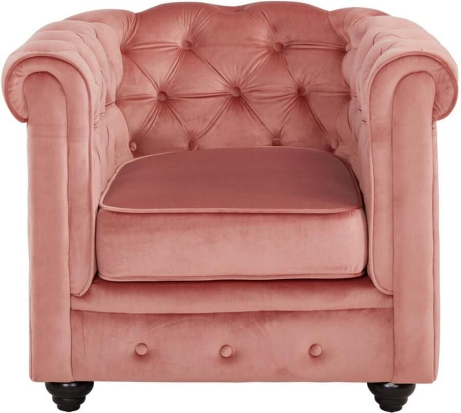 Vente-unique Fauteuil CHESTERFIELD velours pastelroze L 85 cm x H 72 cm x D 78 cm