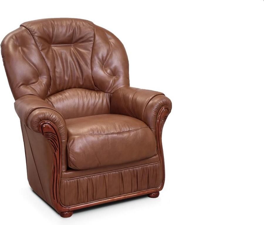 Vente-unique Fauteuil DAPHNE van 100% buffel leer bruin L 83 cm x H 97 cm x D 91 cm
