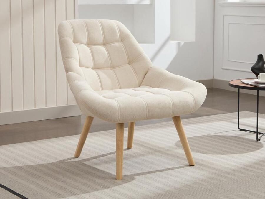 Vente-unique Fauteuil in beige stof LUOSTO L 87 cm x H 83 cm x D 79 cm