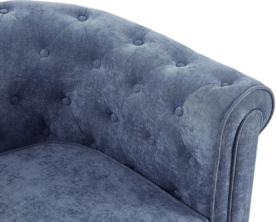 Vente-unique Fauteuil in blauwe stof CHESTERFIELD - Foto 3