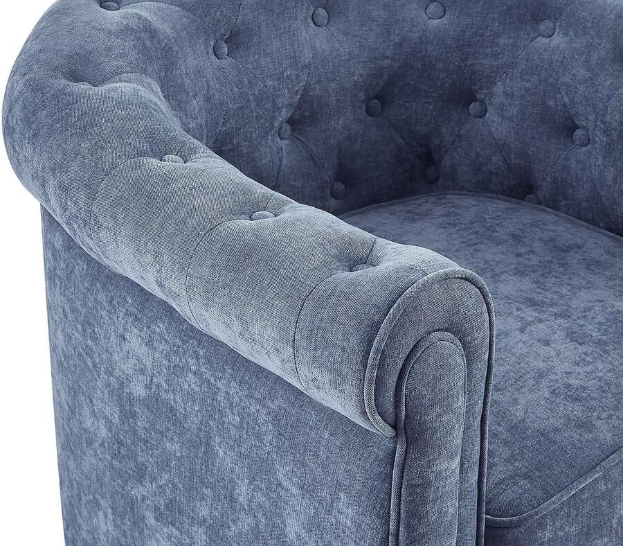 Vente-unique Fauteuil in blauwe stof CHESTERFIELD - Foto 2