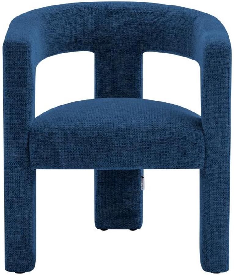 Vente-unique Fauteuil in blauwe textuurstof FAVINA L 64 cm x H 75 cm x D 59 cm - Foto 2