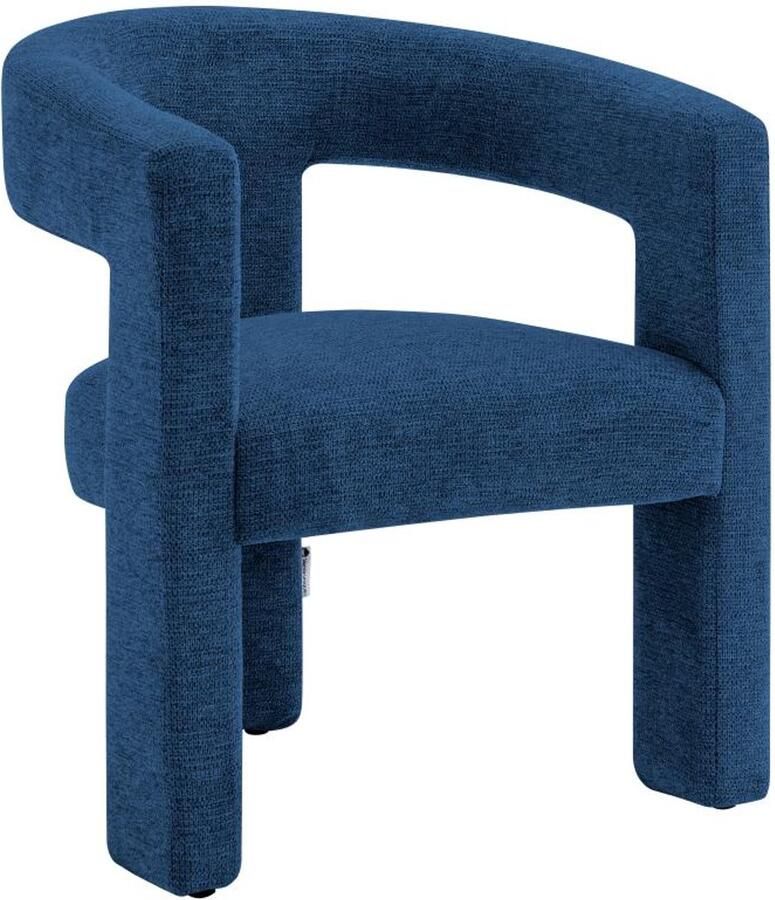 Vente-unique Fauteuil in blauwe textuurstof FAVINA L 64 cm x H 75 cm x D 59 cm