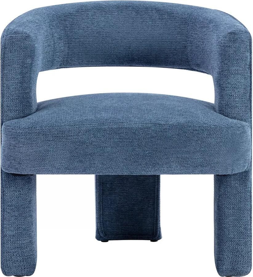 Vente-unique Fauteuil in blauwe textuurstof FONTANOVA L 66 cm x H 75 cm x D 63 cm