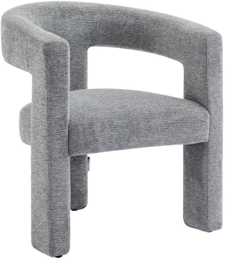 Vente-unique Fauteuil in grijze textuurstof FAVINA L 64 cm x H 75 cm x D 59 cm