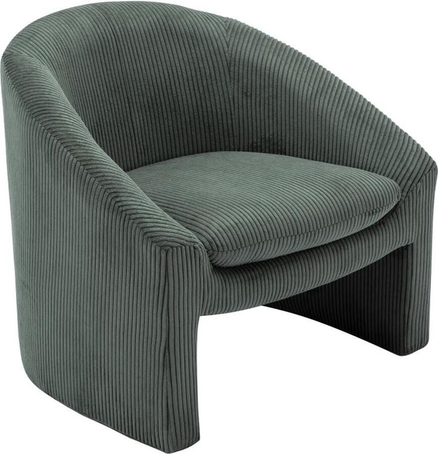 Vente-unique Fauteuil in groen ribfluweel OSSANA L 83 cm x H 74 cm x D 74 cm