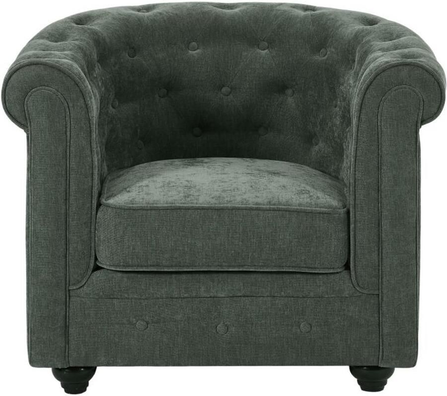 Vente-unique Fauteuil in groene stof CHESTERFIELD - Foto 2