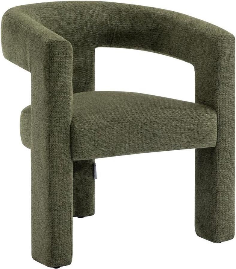 Vente-unique Fauteuil in groene textuurstof FAVINA L 64 cm x H 75 cm x D 59 cm