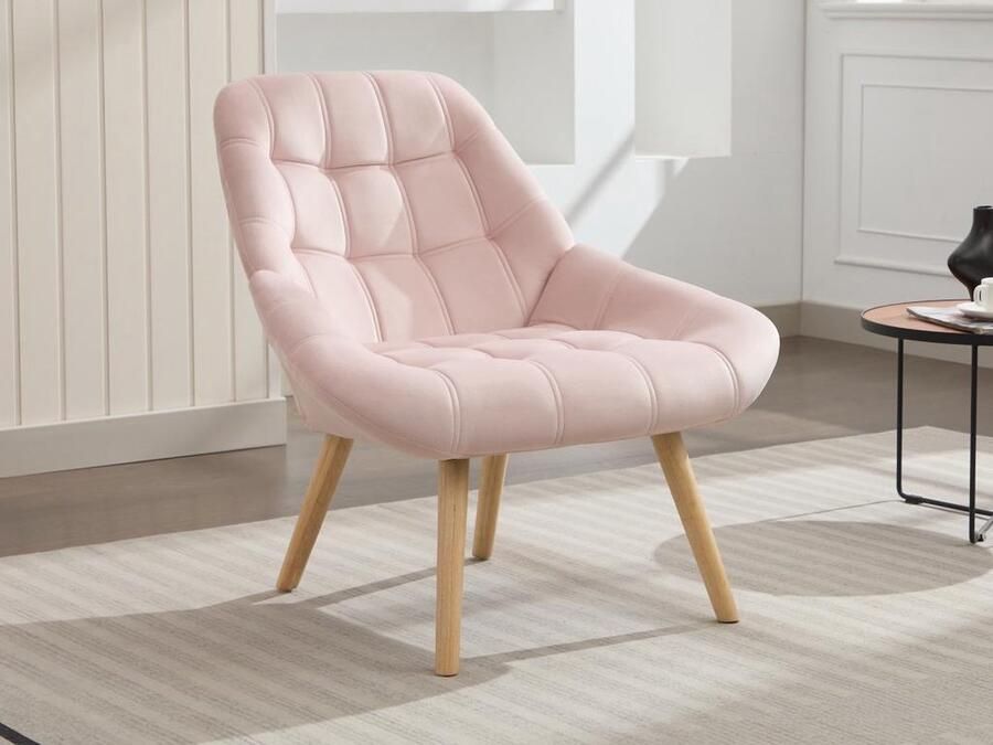 Vente-unique Fauteuil in roze fluweel LUOSTO L 87 cm x H 83 cm x D 79 cm - Foto 2