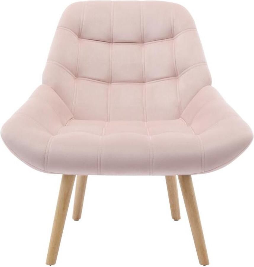 Vente-unique Fauteuil in roze fluweel LUOSTO L 87 cm x H 83 cm x D 79 cm
