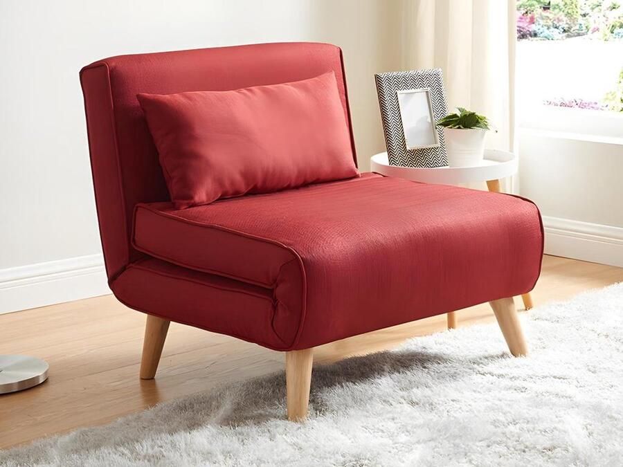 Vente-unique Fauteuil met bed optie POSIO van stof Rood L 74 cm x H 75 cm x D 78 cm - Foto 2