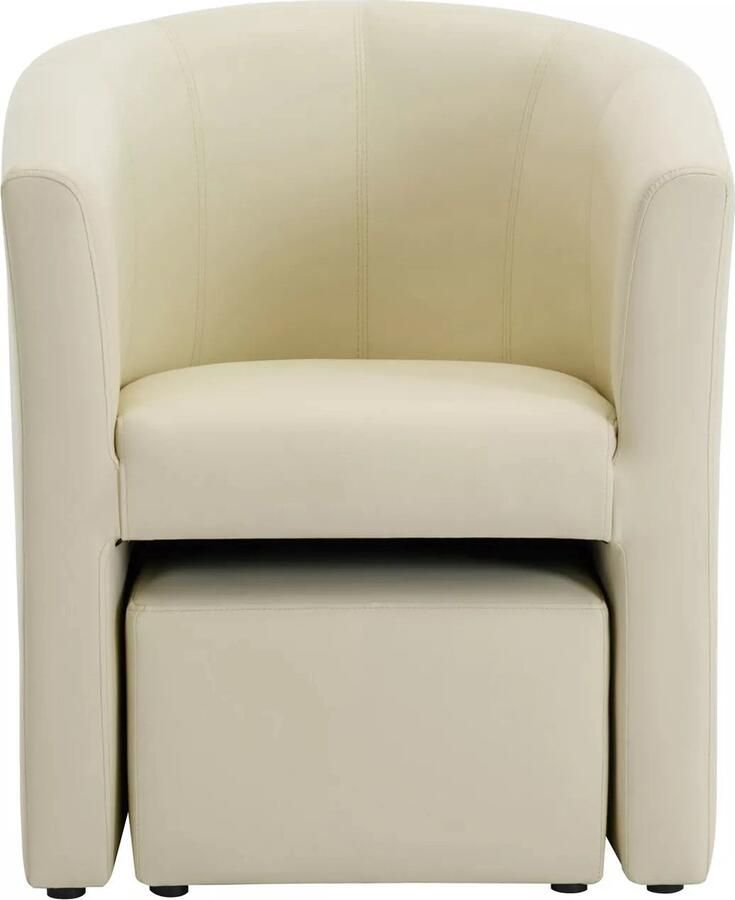 Vente-unique Fauteuil met holle rugleuning en poef in beige kunstleer – JOVANA L 65 cm x H 74 cm x D 64 cm - Foto 2