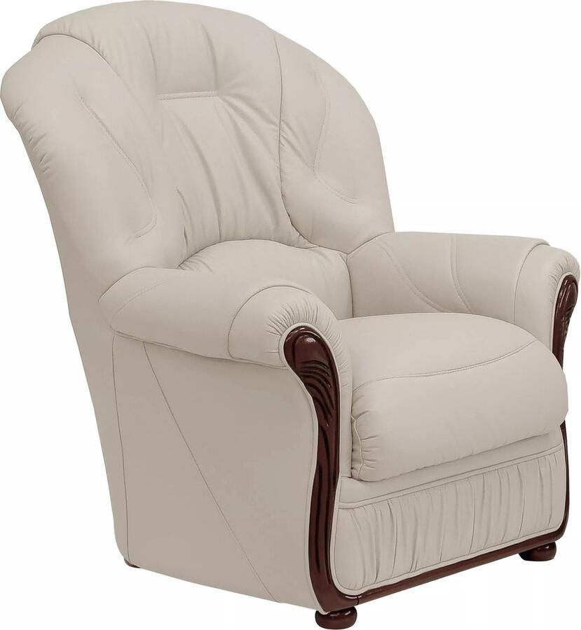 Vente-unique Fauteuil van 100% ivoorwit buffelleder DAPHNE L 83 cm x H 97 cm x D 91 cm