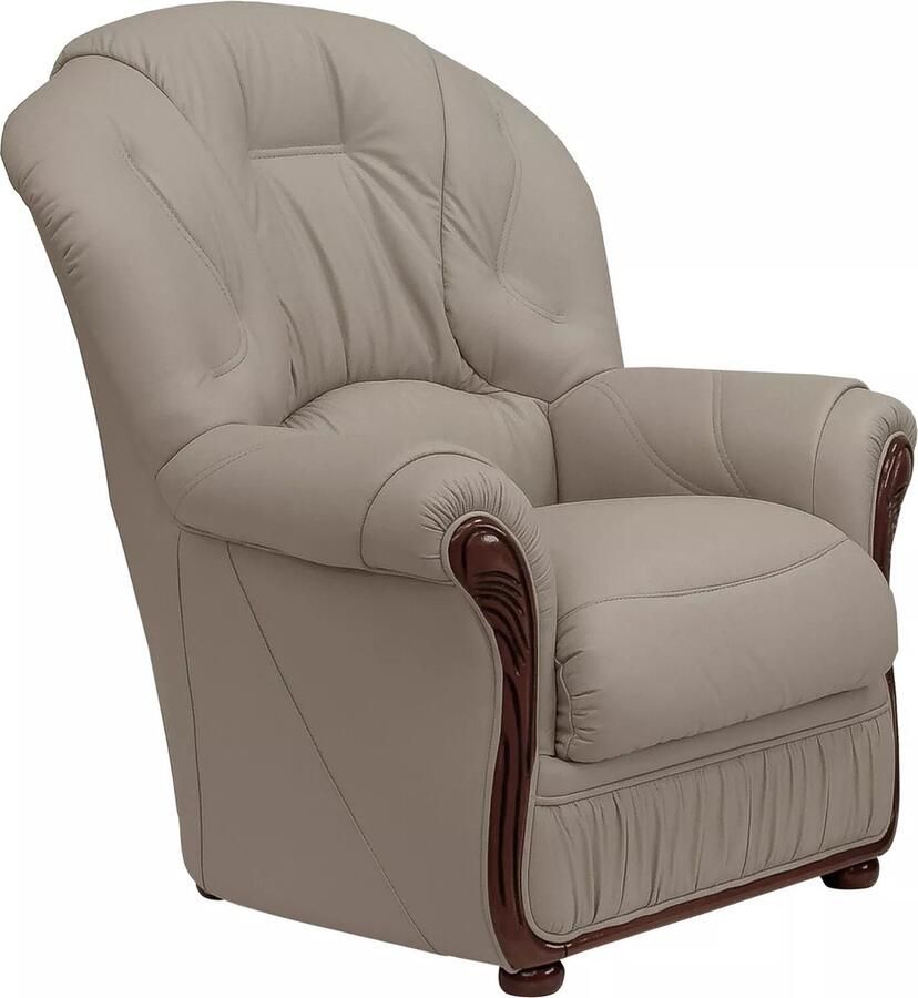 Vente-unique Fauteuil van 100% taupegrijs buffelleder DAPHNE L 83 cm x H 97 cm x D 91 cm