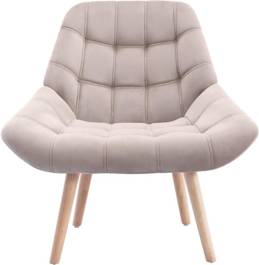 Vente-unique Fauteuil van beige fluweel LUOSTO L 87 cm x H 83 cm x D 79 cm