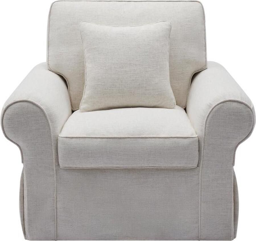 Vente-unique Fauteuil van beige gechineerde stof ZULIPRO van Maison Céphy L 104 cm x H 88 cm x D 100 cm