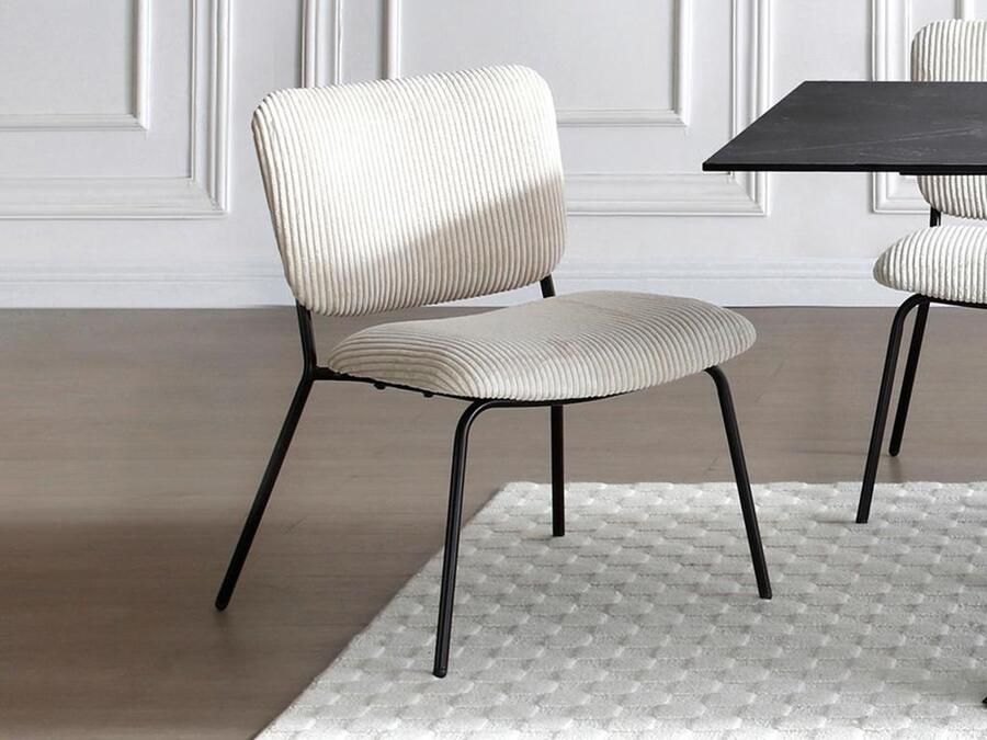 Vente-unique Fauteuil van beige ribfluweel LOVUNIA van Maison Céphy L 56 cm x H 75 cm x D 63.5 cm - Foto 4