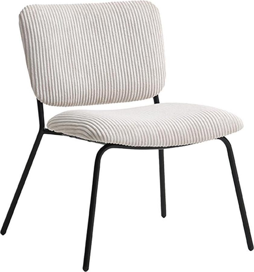 Vente-unique Fauteuil van beige ribfluweel LOVUNIA van Maison Céphy L 56 cm x H 75 cm x D 63.5 cm