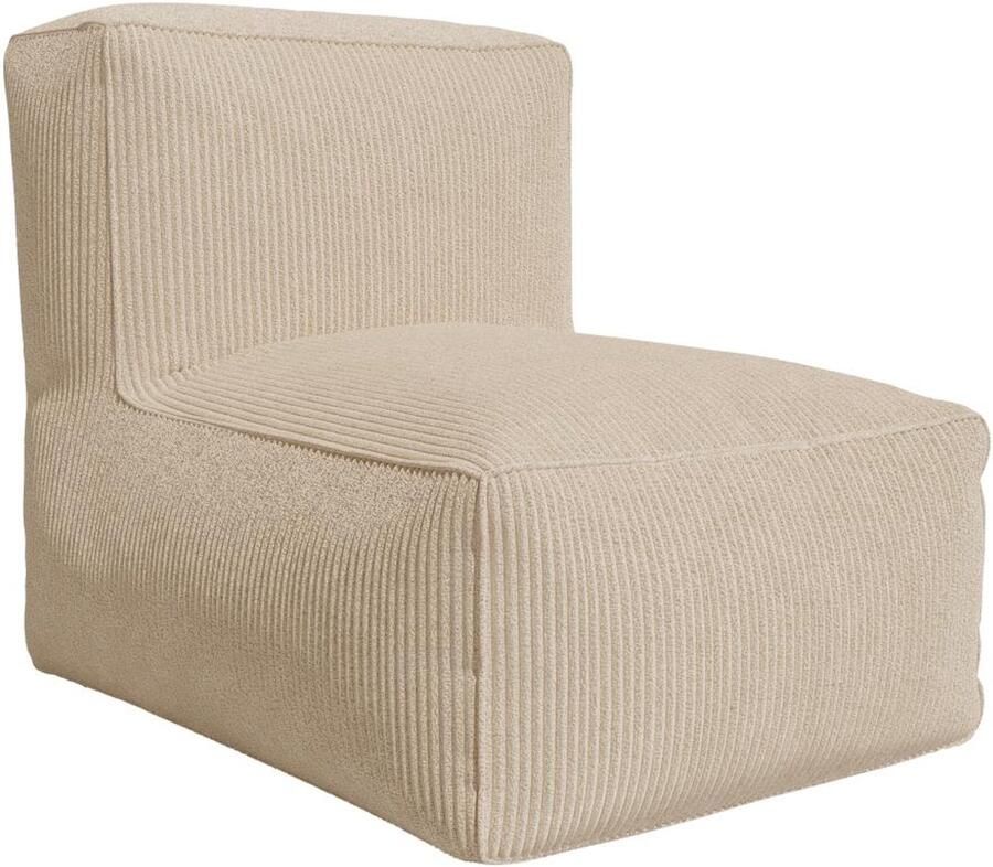 Vente-unique Fauteuil van beige ribfluweel NOUMARA L 70 cm x H 80 cm x D 95 cm