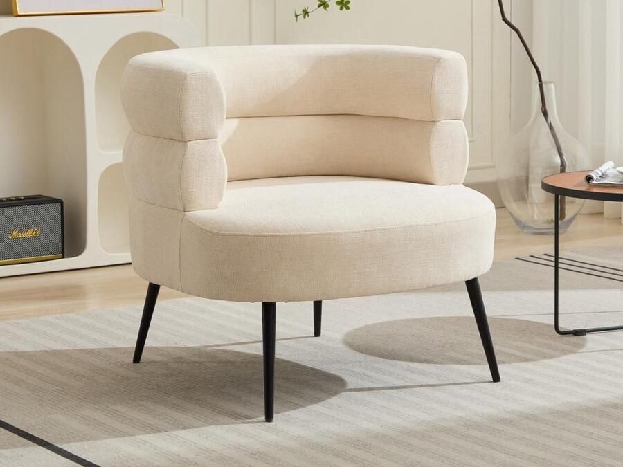 Vente-unique Fauteuil van beige stof CAMEDO L 80 cm x H 73 cm x D 74 cm - Foto 2