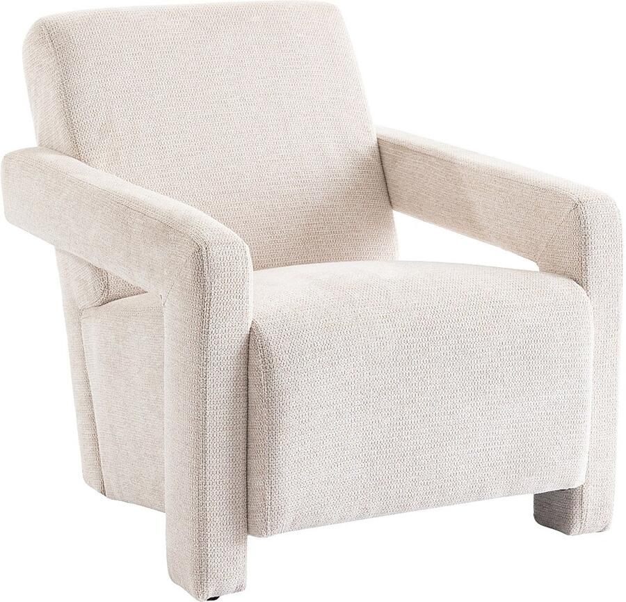 Vente-unique Fauteuil van beige stof met textuur ISPARTA L 65 cm x H 71 cm x D 83 cm - Foto 2