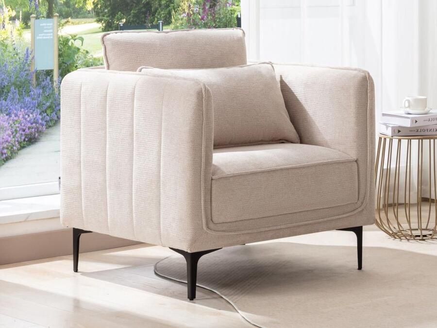 Vente-unique Fauteuil van beige stof TORMELDA L 82 cm x H 86 cm x D 80 cm