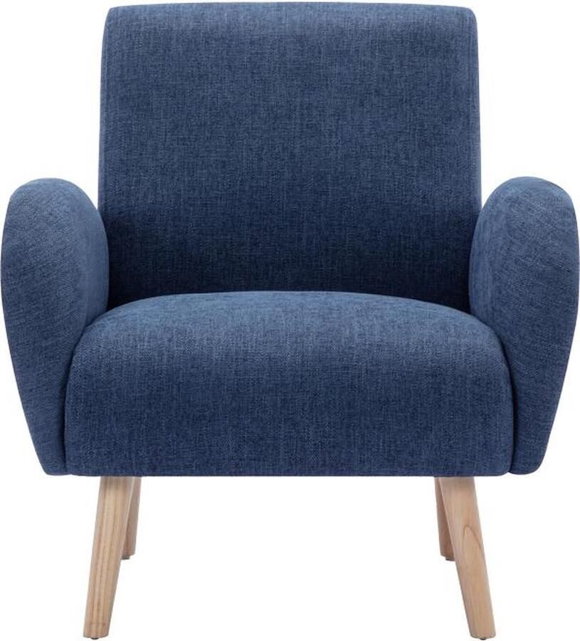 Vente-unique Fauteuil van blauwe stof MAZARONE L 72 cm x H 83 cm x D 70 cm