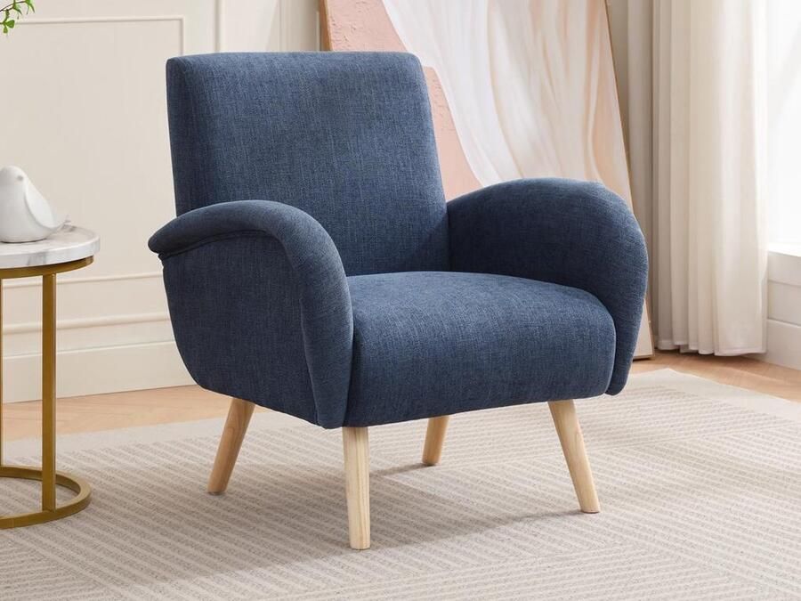 Vente-unique Fauteuil van blauwe stof MAZARONE L 72 cm x H 83 cm x D 70 cm - Foto 2