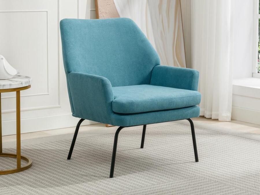 Vente-unique Fauteuil van blauwe stof PALMARELO L 68 cm x H 82 cm x D 75 cm - Foto 2