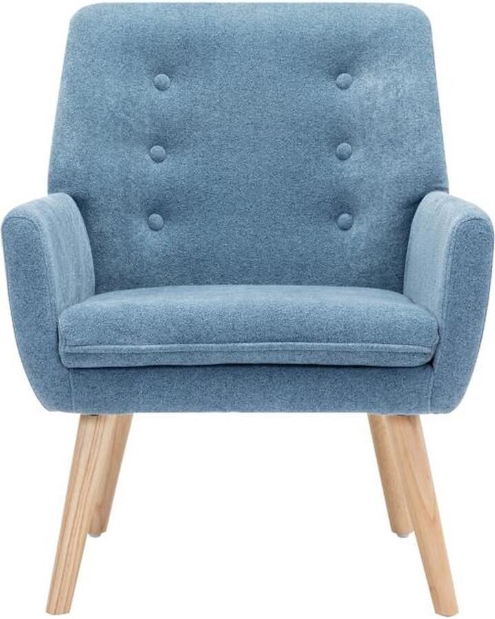 Vente-unique Fauteuil van blauwe stof SERINO L 65 cm x H 79 cm x D 68 cm
