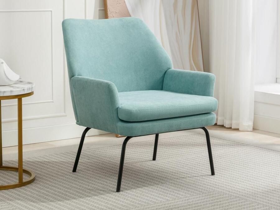 Vente-unique Fauteuil van blauwgroene stof PALMARELO L 68 cm x H 82 cm x D 75 cm