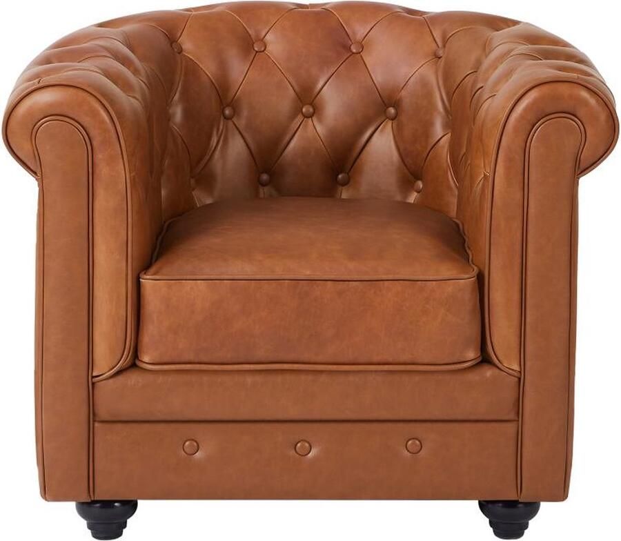 Vente-unique Fauteuil van camelkleurig vaarsleer CHESTERFIELD L 82 cm x H 72 cm x D 78 cm