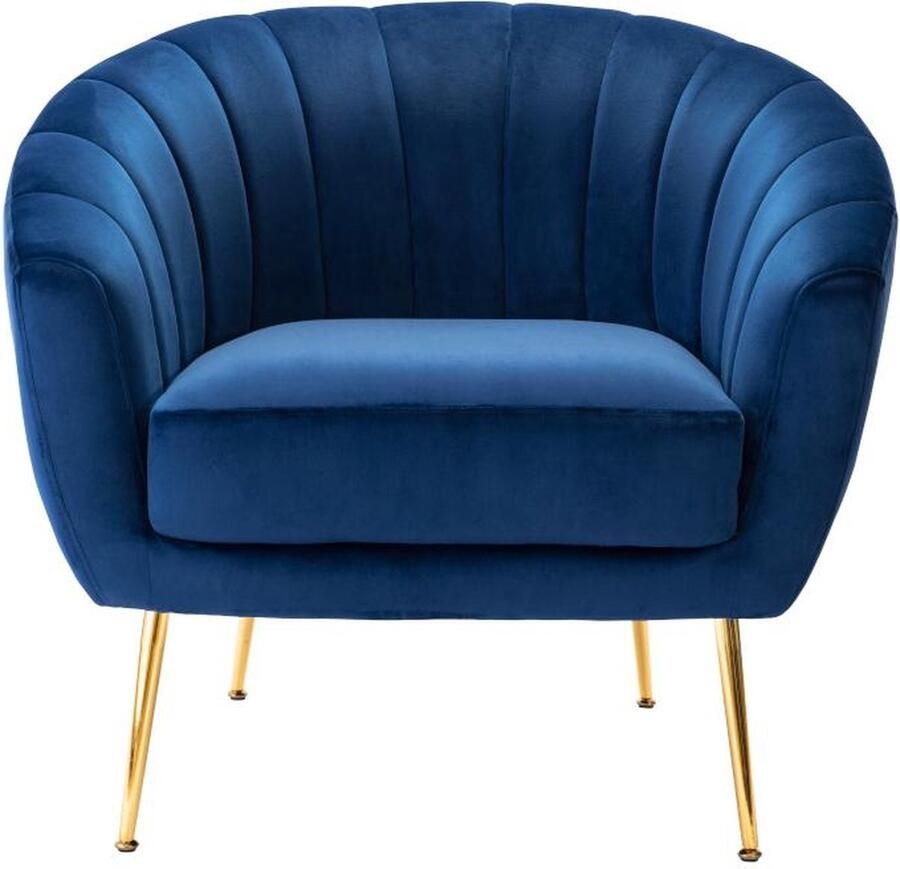 Vente-unique Fauteuil van fluweel PABLITO Nachtblauw L 87 cm x H 79 cm x D 73 cm - Foto 2