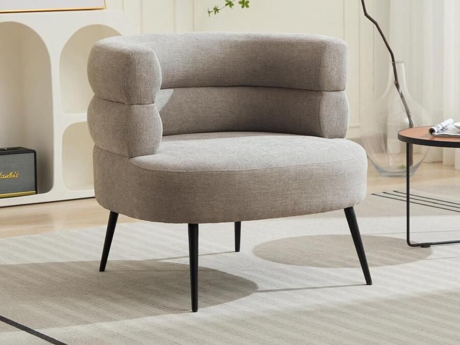 Vente-unique Fauteuil van grijze stof CAMEDO L 80 cm x H 73 cm x D 74 cm