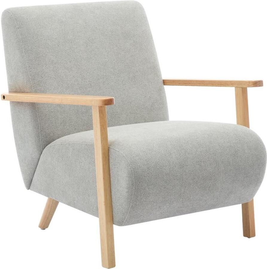 Vente-unique Fauteuil van grijze stof en hout JULOMO L 70 cm x H 81 cm x D 82 cm