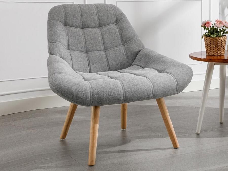 Vente-unique Fauteuil van grijze stof LUOSTO L 87 cm x H 83 cm x D 79 cm - Foto 3