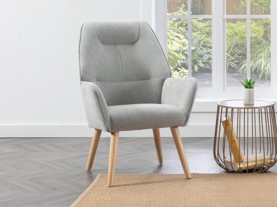 Vente-unique Fauteuil van blauwgroene stof OSIMO L 62 cm x H 92 cm x D 71 cm - Foto 2