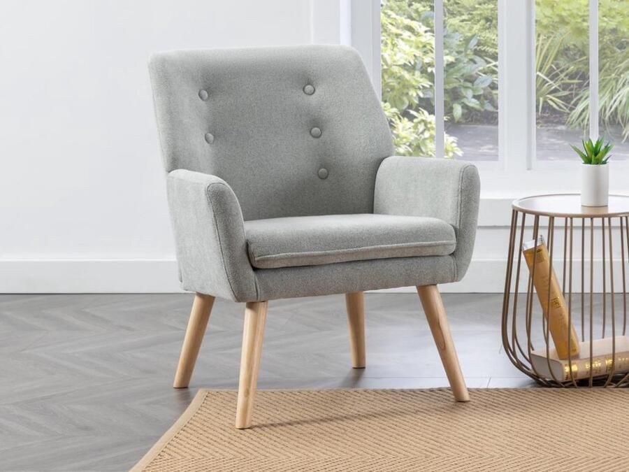 Vente-unique Fauteuil van grijze stof SERINO L 65 cm x H 79 cm x D 68 cm