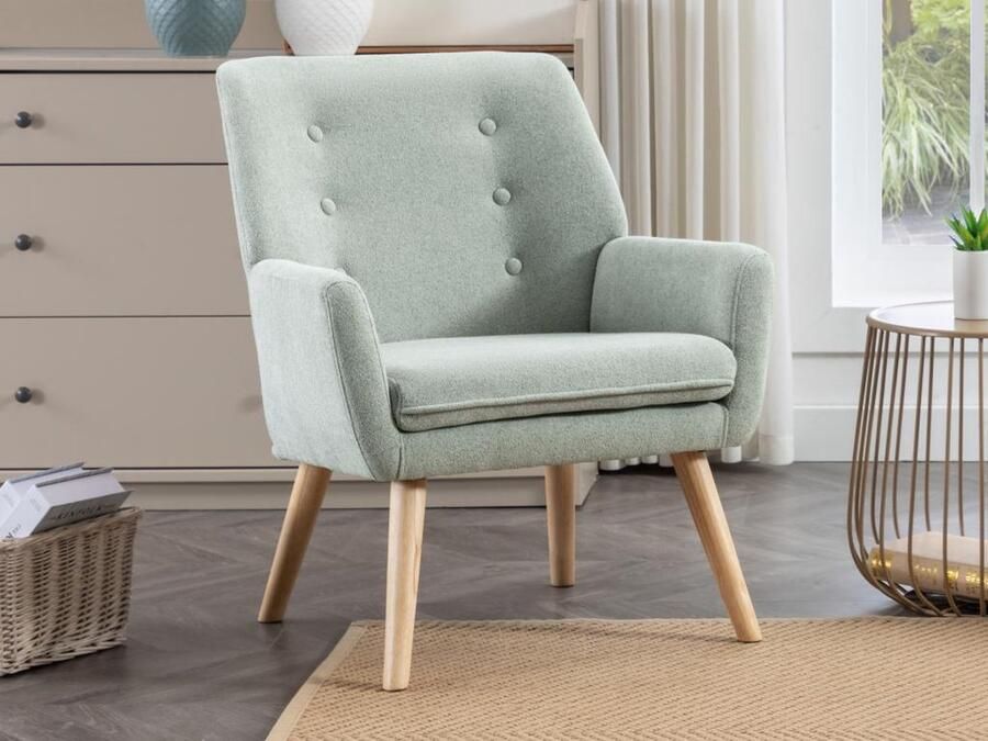 Vente-unique Fauteuil van grijze stof SERINO L 65 cm x H 79 cm x D 68 cm - Foto 4