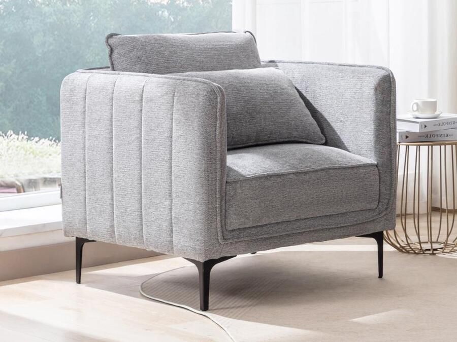 Vente-unique Fauteuil van grijze stof TORMELDA L 82 cm x H 86 cm x D 80 cm