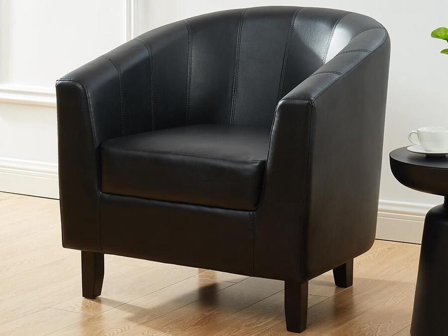 Vente-unique [NEW VERSION]Kuiptstoel van kunstleer CRISTOBAL Zwart L 78 cm x H 76 cm x D 71 cm - Foto 2