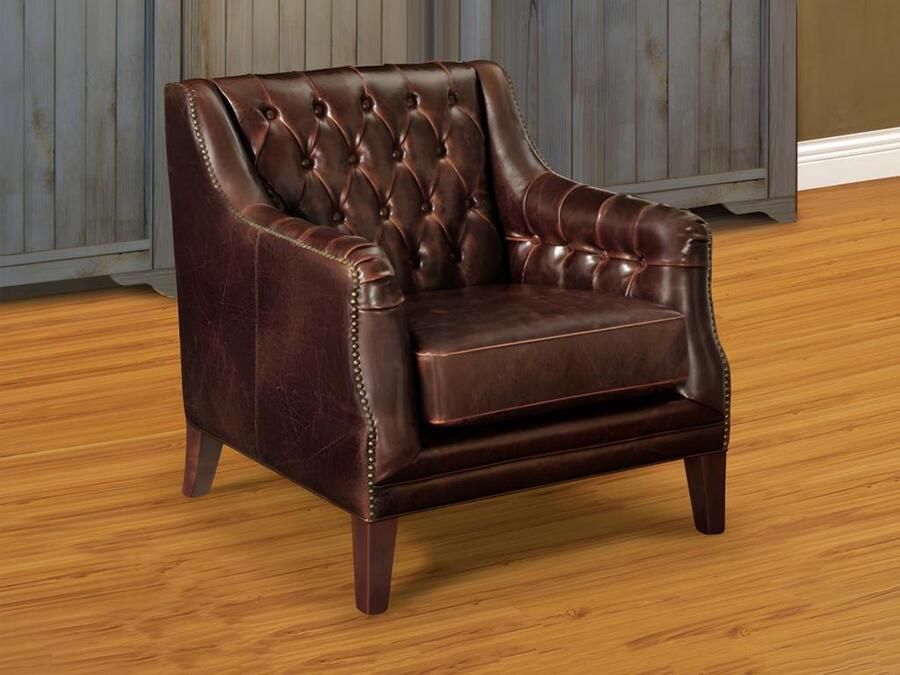 Vente-unique LINEA SOFA Fauteuil van leer COLBERT Bruin L 84 cm x H 84 cm x D 84 cm - Foto 3