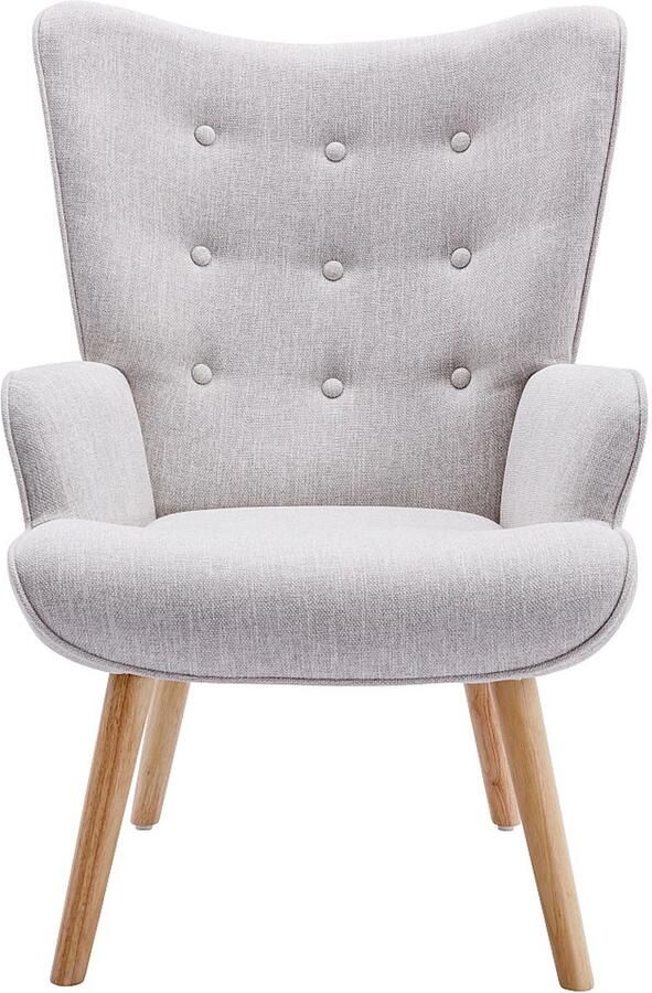 Vente-unique Fauteuil van lichtgrijze stof VATELY L 69 cm x H 95.5 cm x D 78 cm - Foto 2