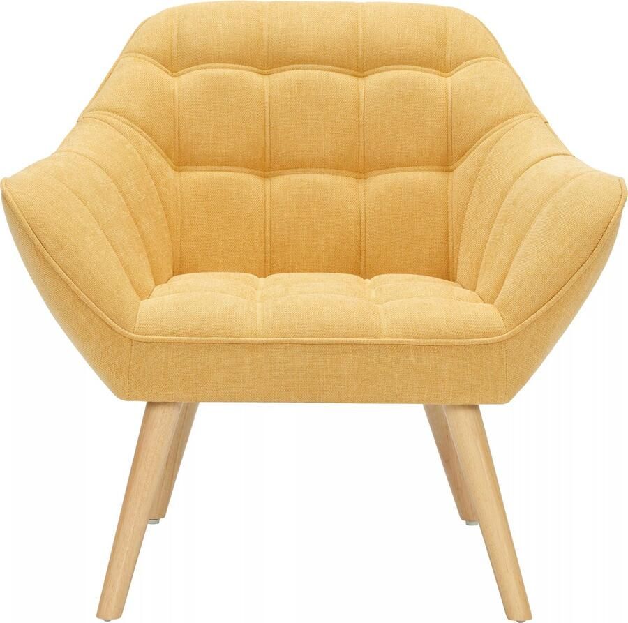 Vente-unique Fauteuil van mosterdgele stof CASERTA L 82 cm x H 77 cm x D 73 cm - Foto 2