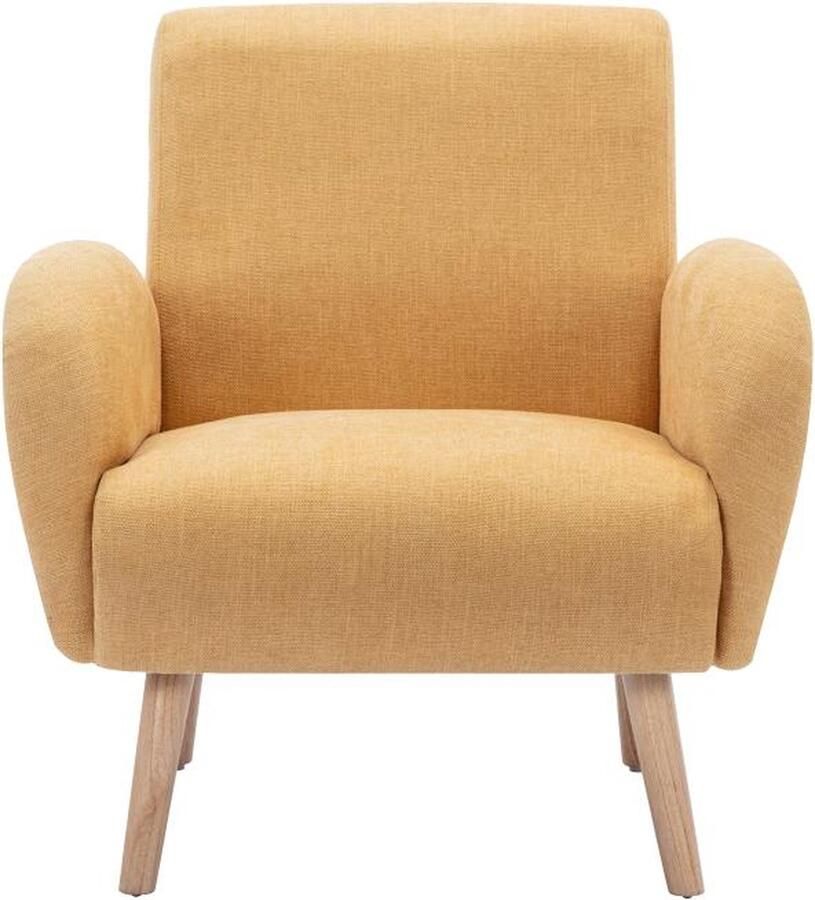 Vente-unique Fauteuil van mosterdgele stof MAZARONE L 72 cm x H 83 cm x D 70 cm