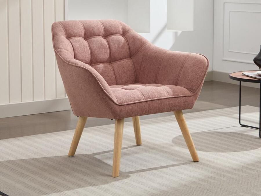 Vente-unique Fauteuil van roze gechineerde stof CASERTA L 82 cm x H 77 cm x D 73 cm - Foto 2
