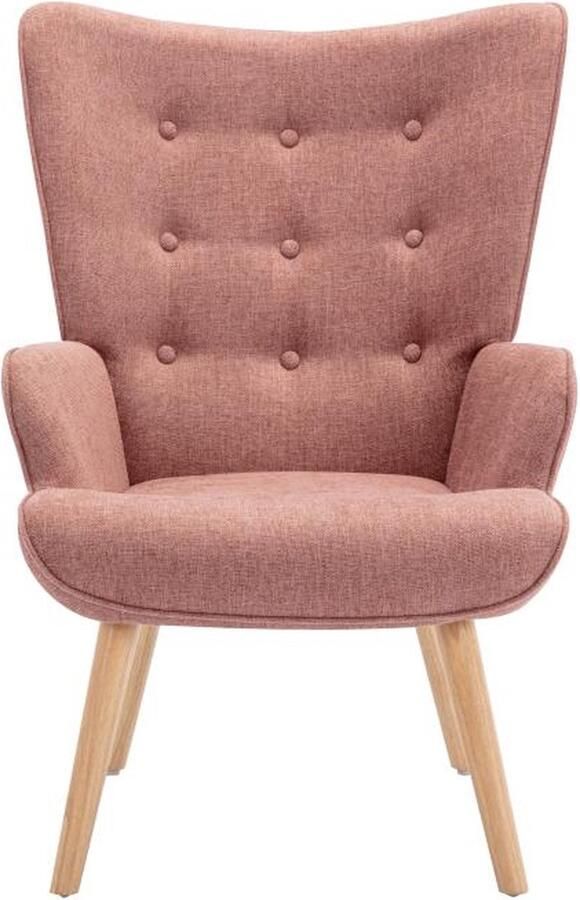 Vente-unique Fauteuil van roze stof VATELY L 69 cm x H 95.5 cm x D 78 cm